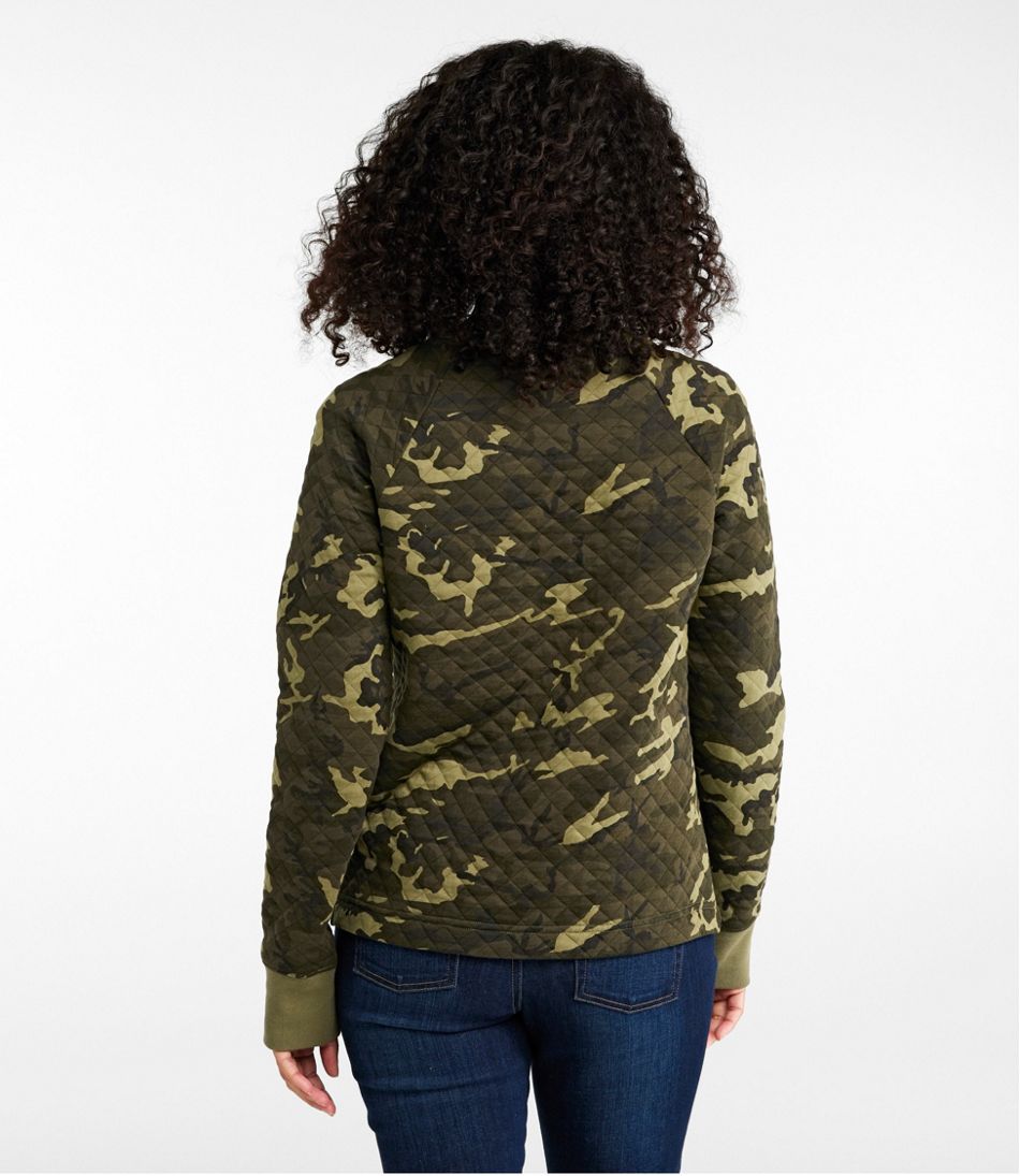 Women's Quilted Sweatshirt, Crewneck Pullover Print - Image 3