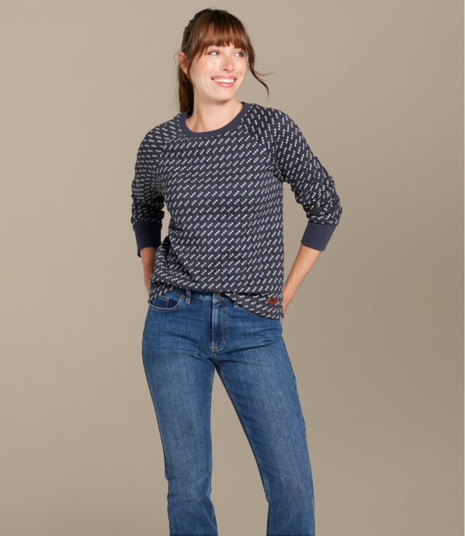 Women's Quilted Sweatshirt, Crewneck Pullover Print - Image 5