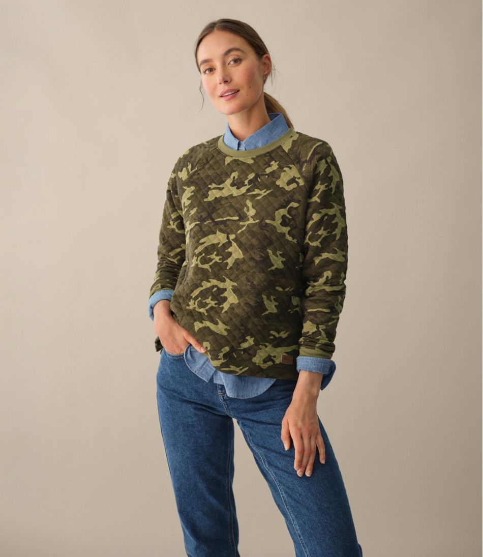 Women's Quilted Sweatshirt, Crewneck Pullover Print - Image 6