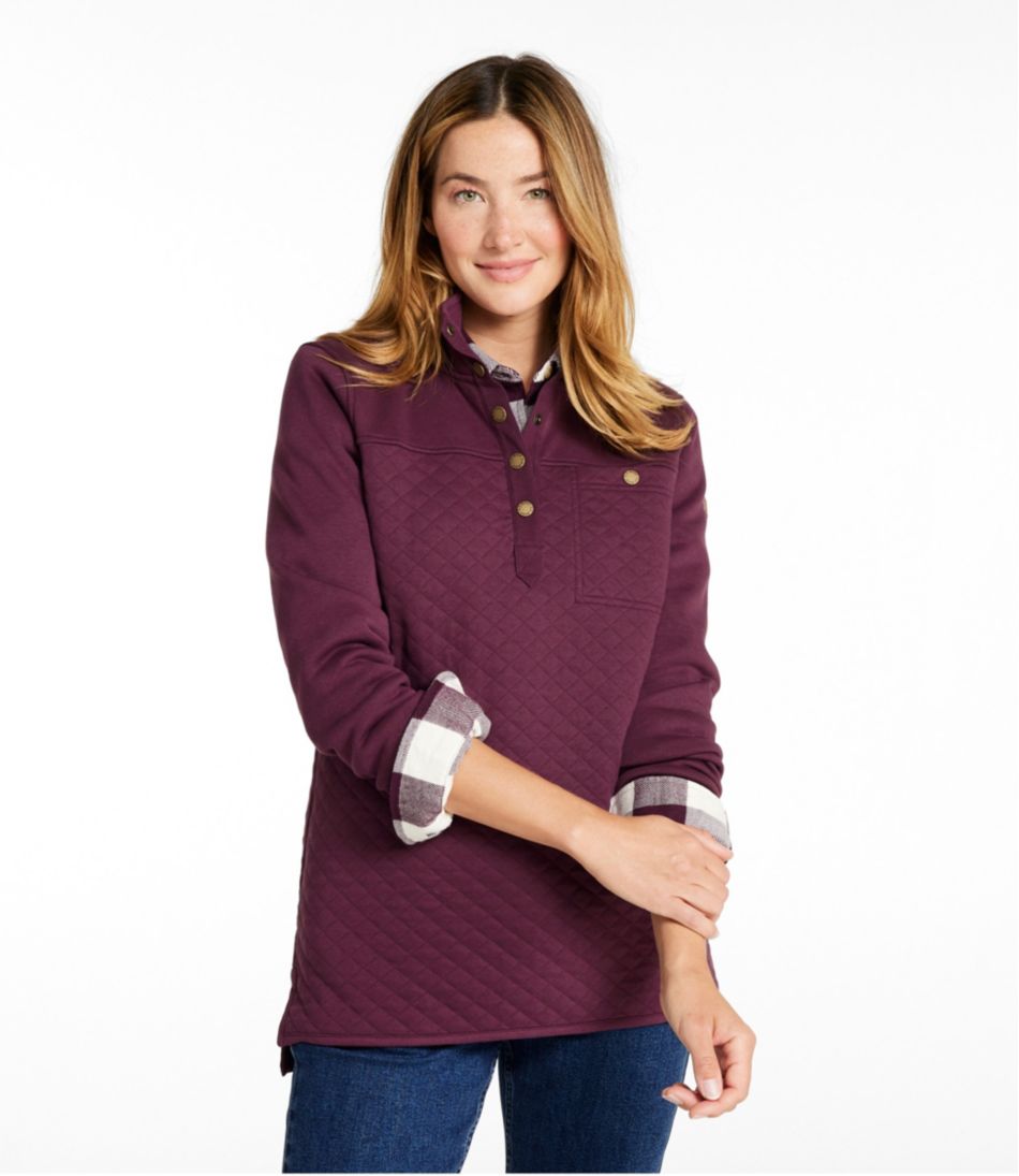 Women's Quilted Sweatshirt, Mockneck Tunic - Image 2