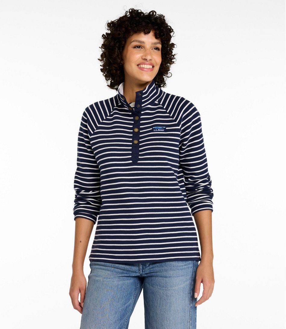 Women's Lakewashed Double-Knit Quarter-Snap, Stripe - Image 2