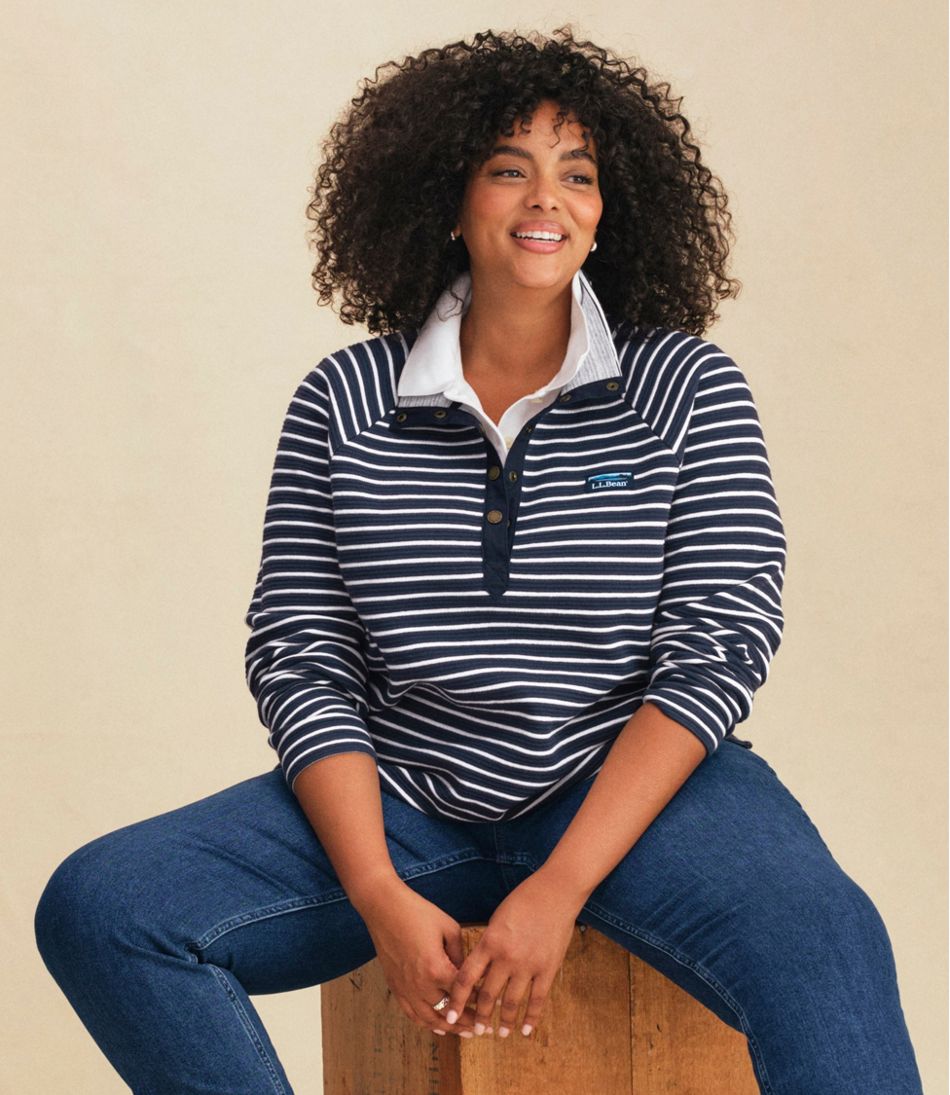 Women's Lakewashed Double-Knit Quarter-Snap, Stripe - Image 7