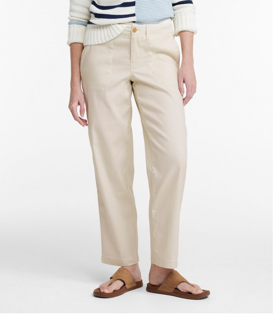 Women's Comfort Stretch Cotton/Linen Pants, High-Rise Ankle - Image 2