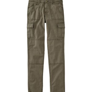 Women's Stretch Canvas Cargo Pants, Mid-Rise Straight-Leg
