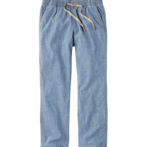 Women's Lakewashed Pull-On Chinos, Mid-Rise Chambray Ankle Pants