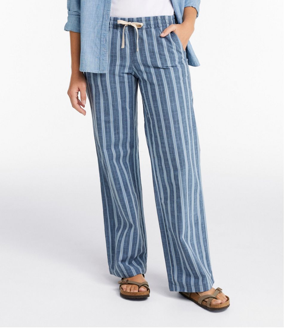 Women's Lakewashed Pull-On Chinos, Mid-Rise Wide-Leg Stripe Chambray - Image 2