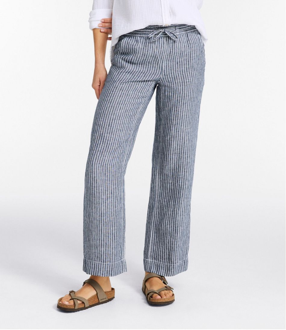 Women's Premium Washable Linen Pull-On Pants, Stripe - Image 2