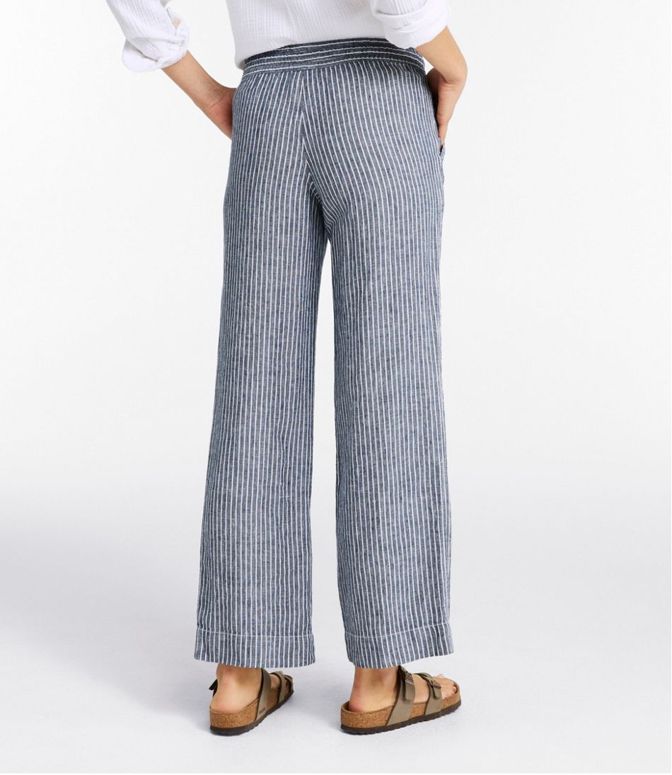 Women's Premium Washable Linen Pull-On Pants, Stripe - Image 3
