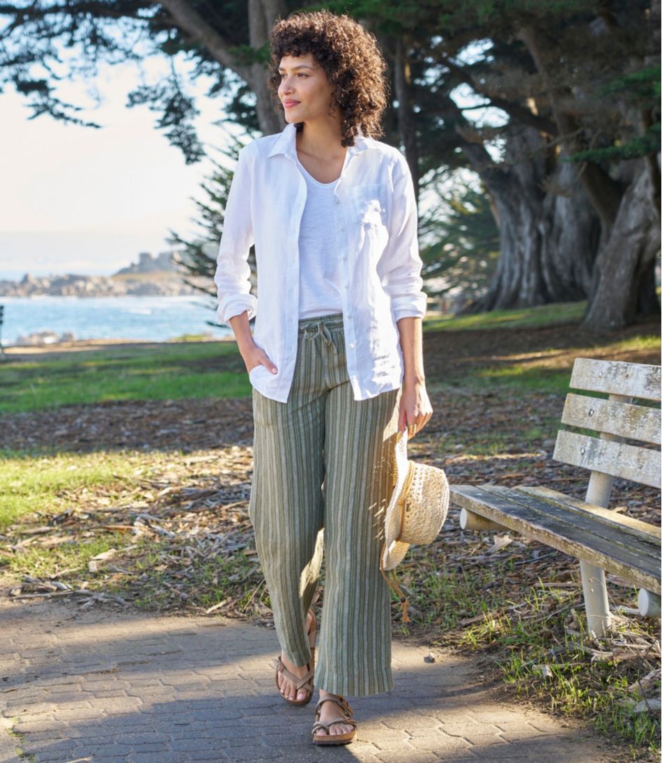 Women's Premium Washable Linen Pull-On Pants, Stripe - Image 6