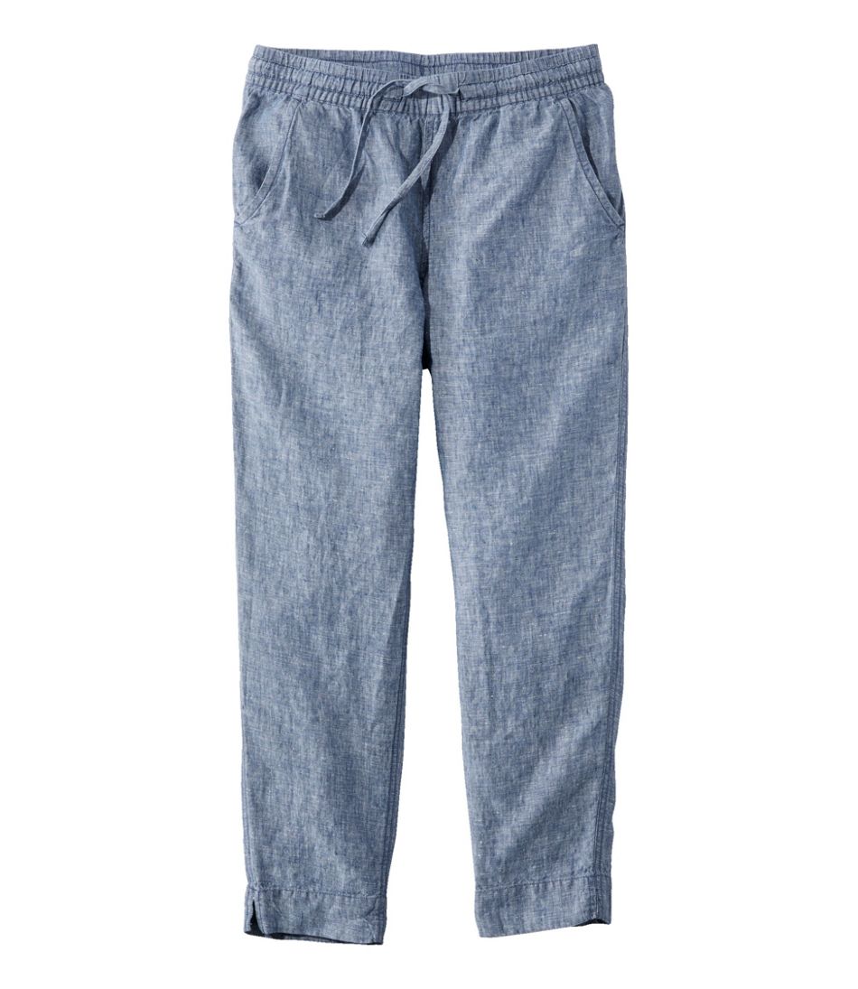 Women's Premium Linen Pull-On Ankle Pants, Mid-Rise Tapered-Leg