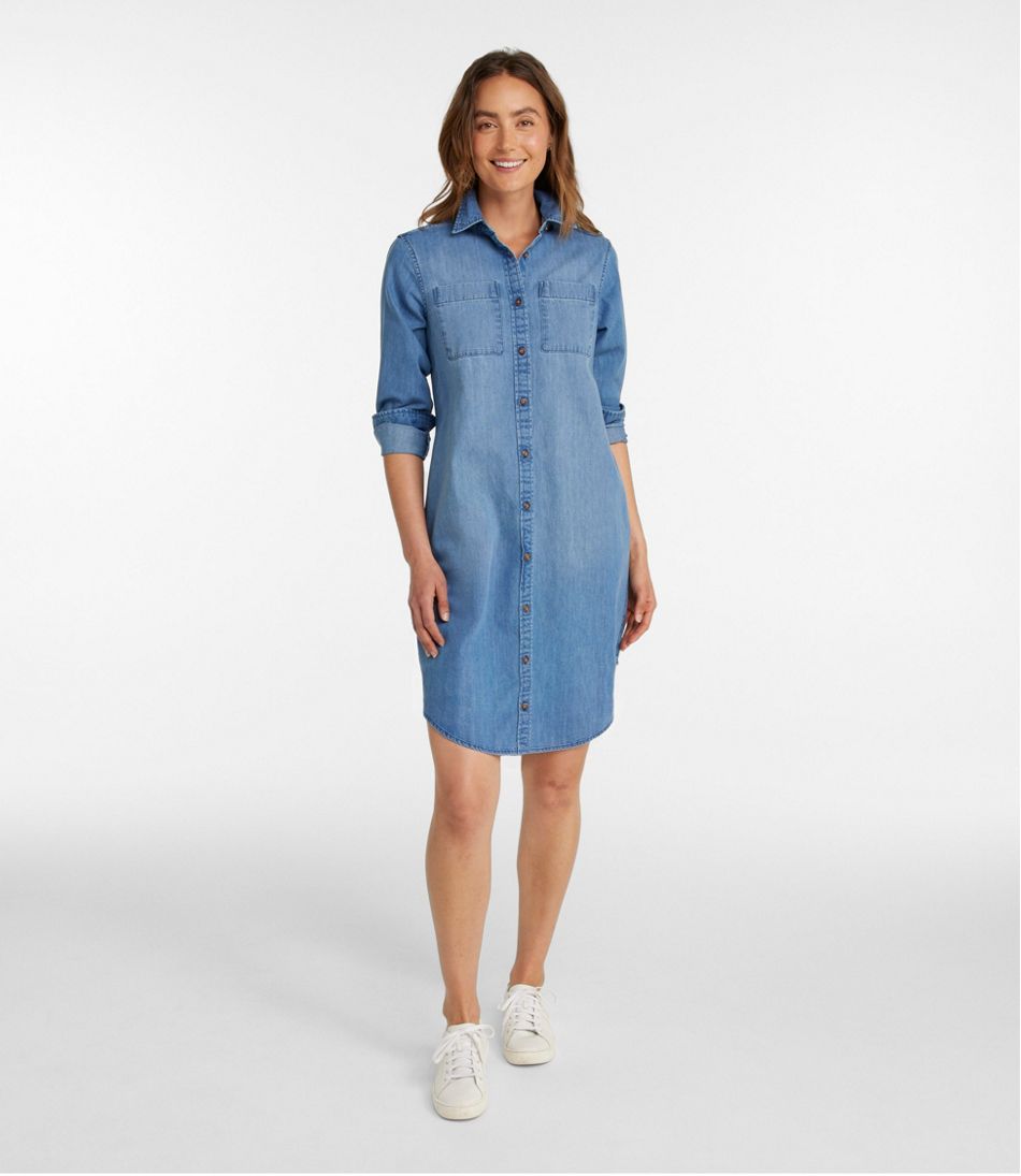 Women's L.L. Bean Heritage Washed Denim Shirt Dress - Image 2