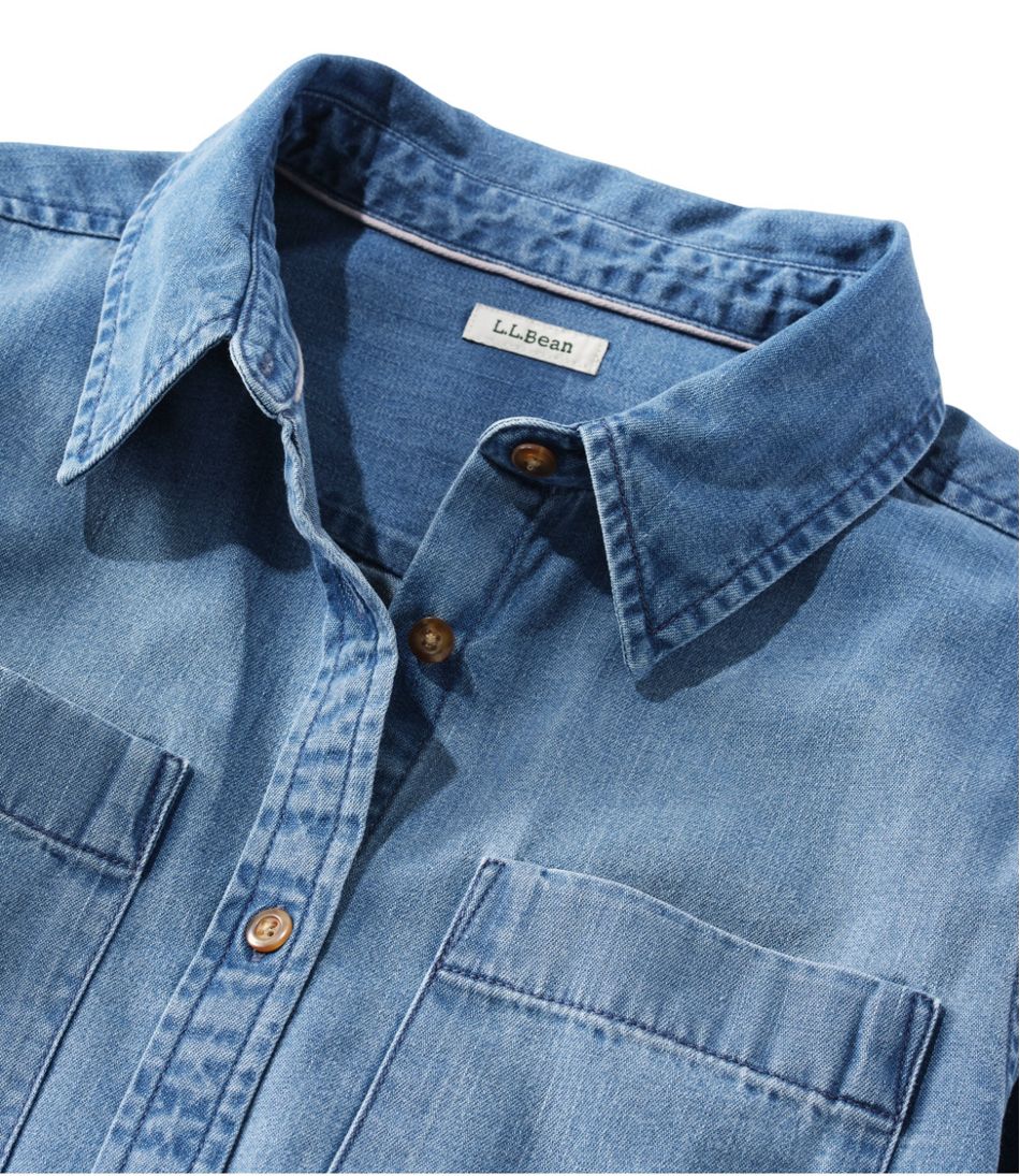 Women's L.L. Bean Heritage Washed Denim Shirt Dress - Image 4