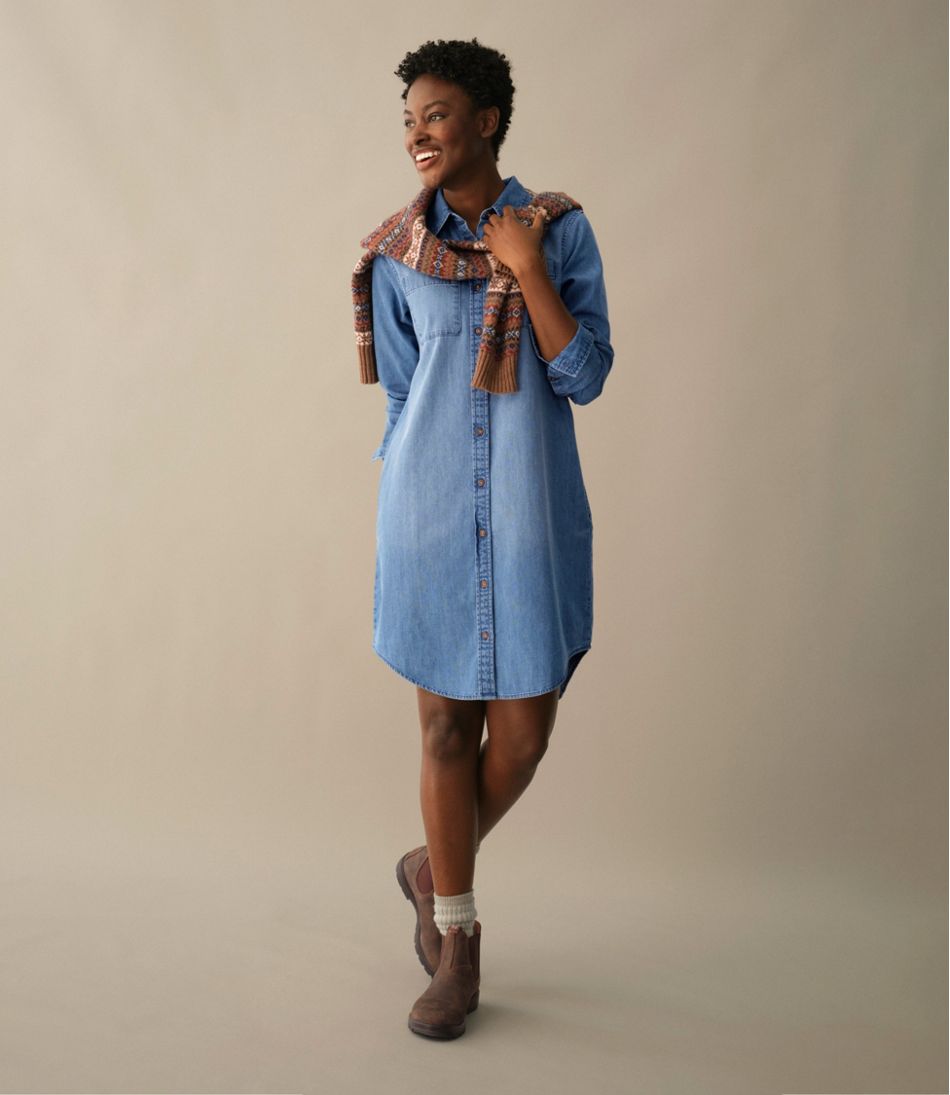 Women's L.L. Bean Heritage Washed Denim Shirt Dress - Image 7