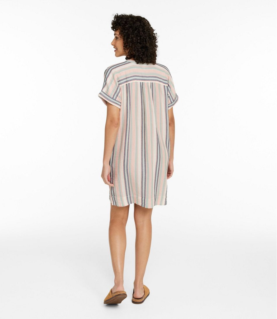 Women's Cloud Gauze Short-Sleeve Shift Dress, Stripe - Image 3