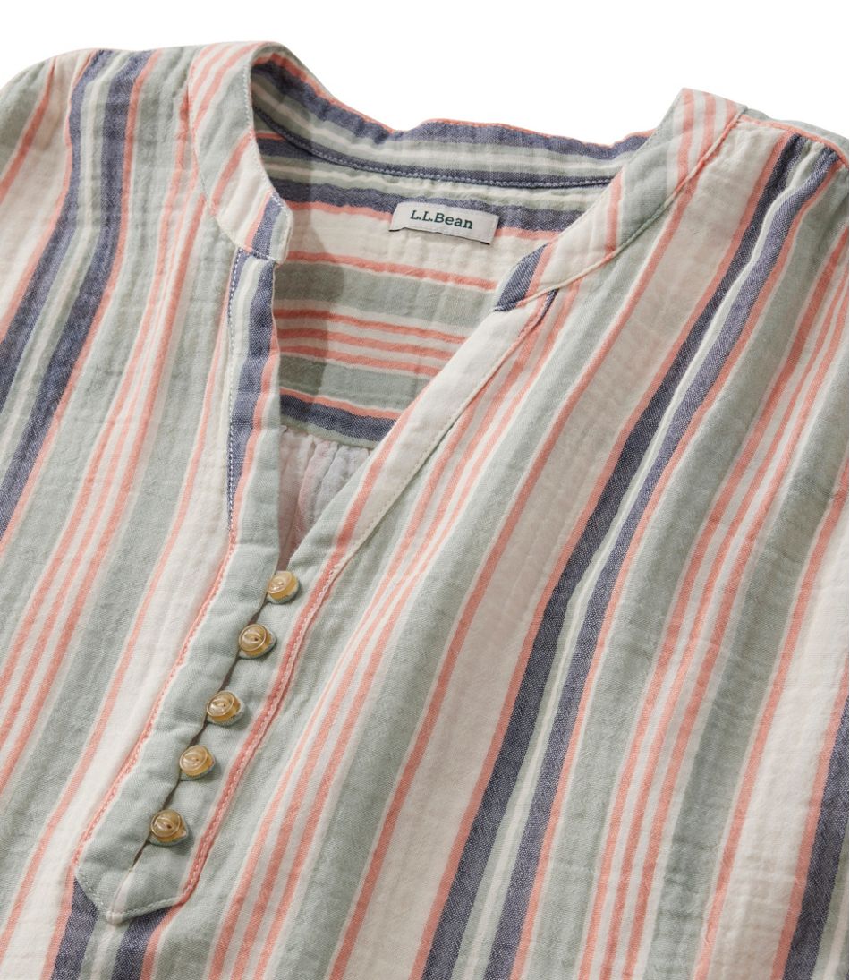 Women's Cloud Gauze Short-Sleeve Shift Dress, Stripe - Image 4