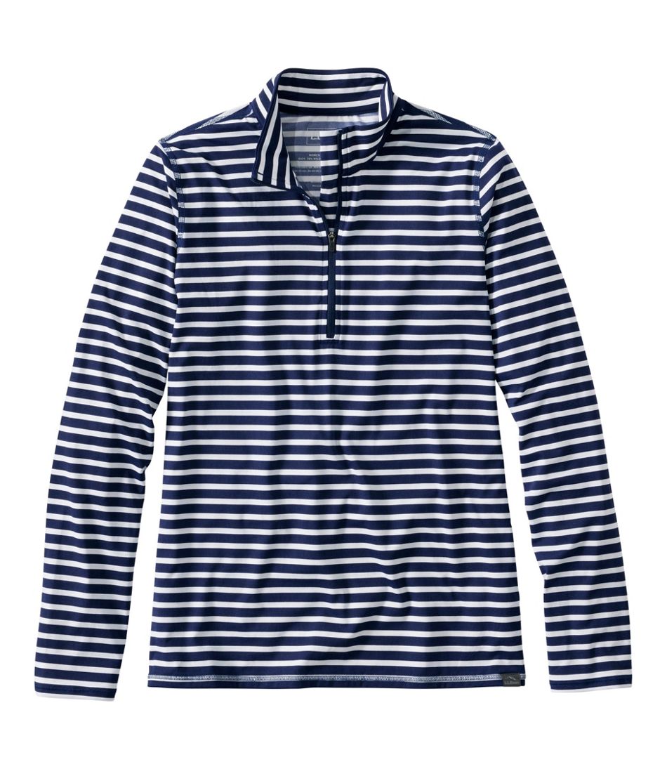 Women's SunSmart? UPF 50+ Sun Shirt, Quarter-Zip Stripe
