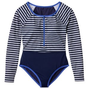Women's Coastal Essentials Swimwear, Long-Sleeve Tanksuit Print