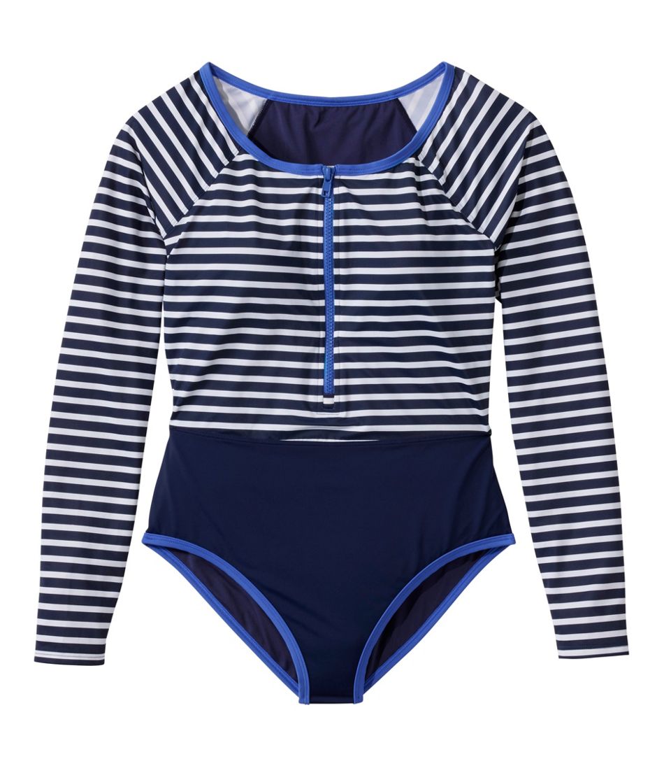 Women's Coastal Essentials Swimwear, Long-Sleeve Tanksuit Print