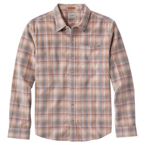 Men's Sunwashed Corduroy Shirt, Slightly Fitted Untucked Fit, Plaid