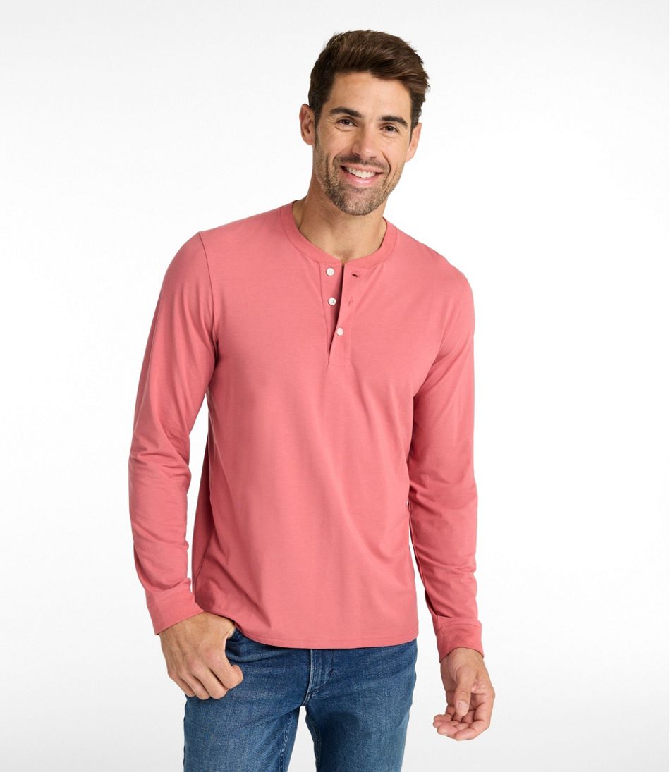 Men's Comfort Stretch Performance? Pima Tee, Long-Sleeve Henley - Image 2