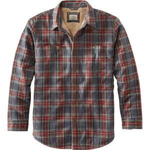 Men's Sherpa-Lined Scotch Plaid Shirt, Slightly Fitted