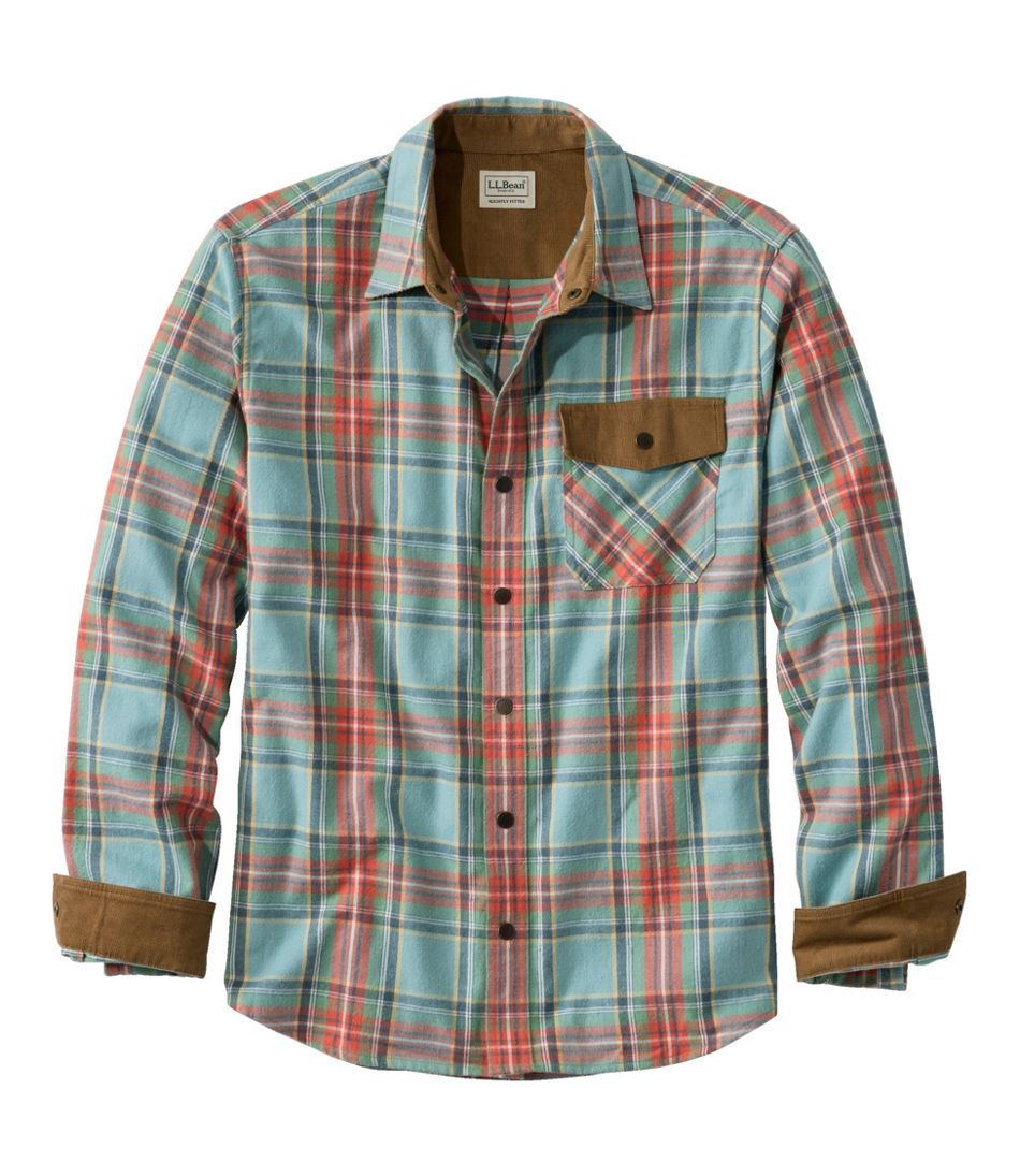 Men's Scotch Plaid Flannel Shirt, Snap-Front, Slightly Fitted Untucked Fit