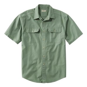 Men's Sunwashed Canvas Shirt, Traditional Fit Short-Sleeve