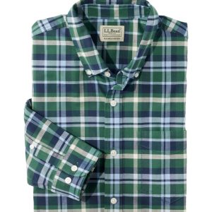 Men's Comfort Stretch? Oxford Shirt, Slightly Fitted Untucked Fit, Plaid