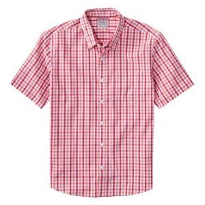 Men's Comfort Stretch Performance? Shirt, Short-Sleeve, Slightly Fitted Untucked Fit, Plaid