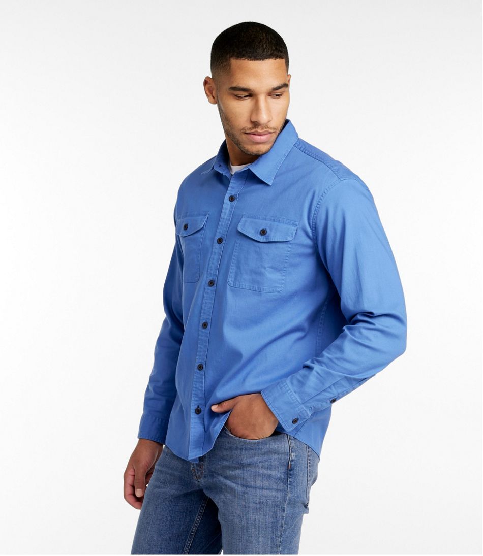 Men's Lakewashed Twill Shirt, Traditional Untucked Fit - Image 2