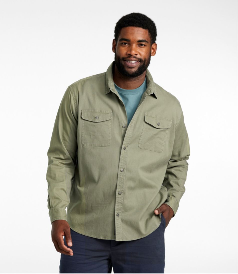 Men's Lakewashed Twill Shirt, Traditional Untucked Fit - Image 4