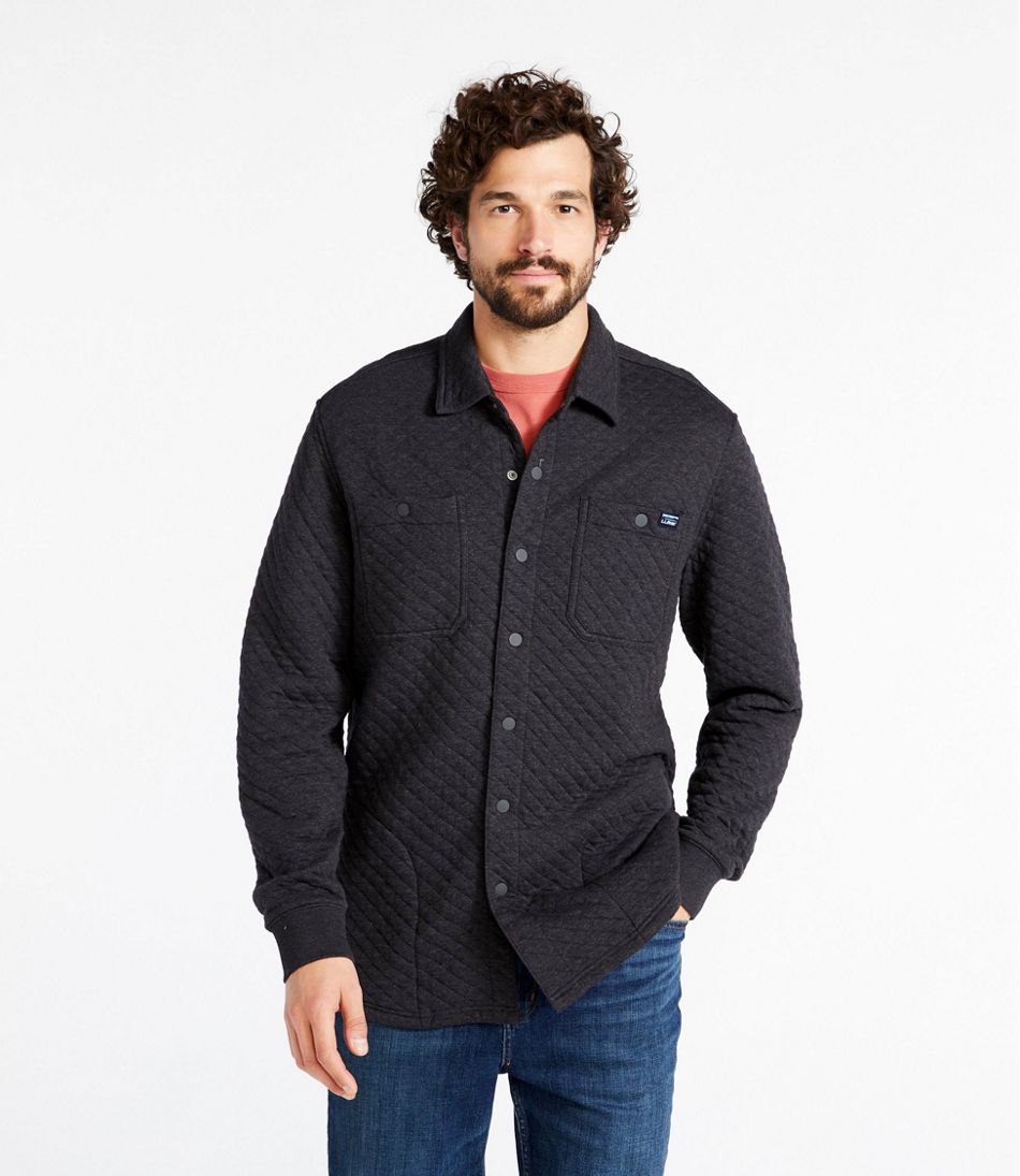 Men's Quilted Sweatshirts, Snap Overshirt - Image 2