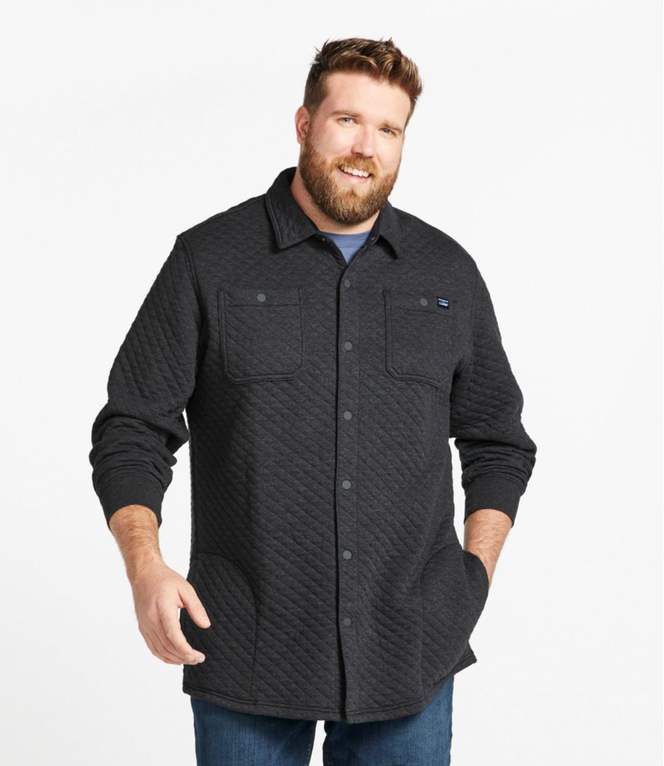 Men's Quilted Sweatshirts, Snap Overshirt - Image 4