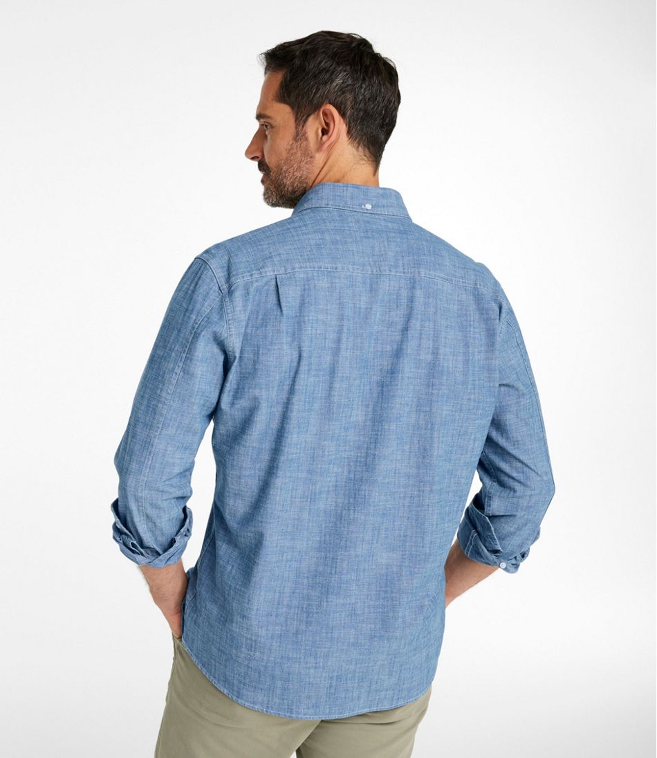 Men's Comfort Stretch? Chambray Shirt, Long-Sleeve, Slightly Fitted Untucked Fit - Image 12