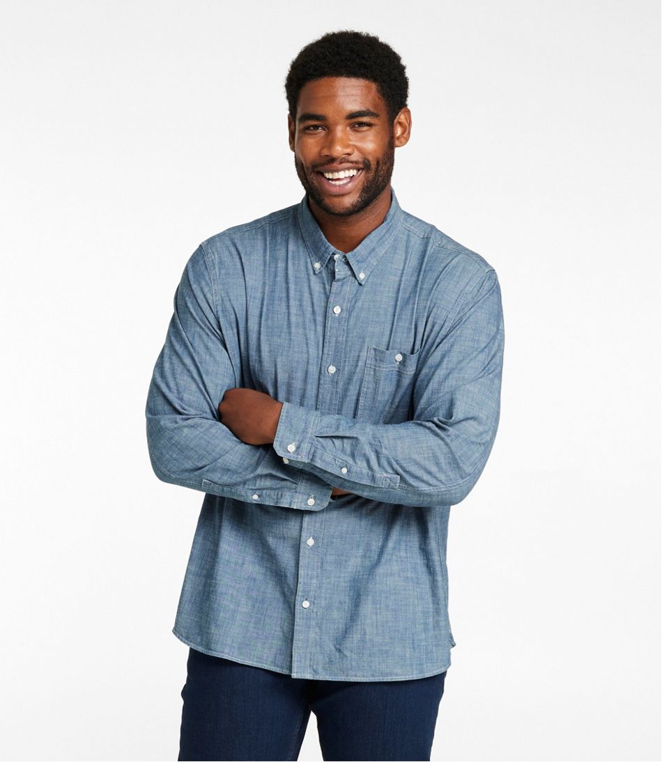 Men's Comfort Stretch? Chambray Shirt, Long-Sleeve, Slightly Fitted Untucked Fit - Image 13