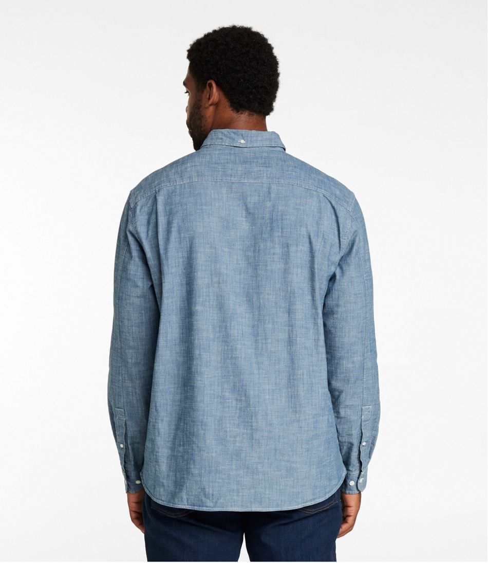 Men's Comfort Stretch? Chambray Shirt, Long-Sleeve, Slightly Fitted Untucked Fit - Image 5