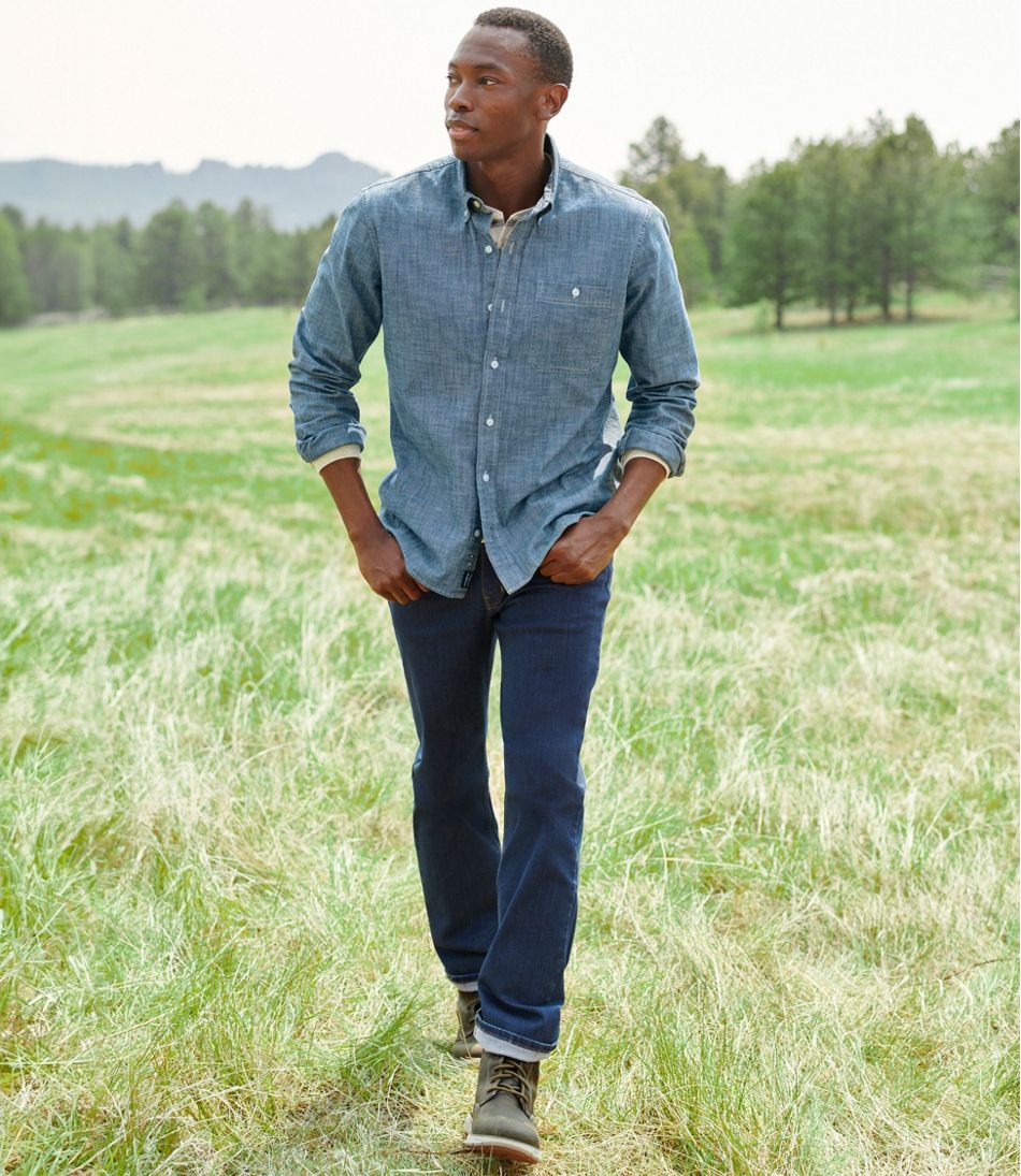 Men's Comfort Stretch? Chambray Shirt, Long-Sleeve, Slightly Fitted Untucked Fit - Image 8