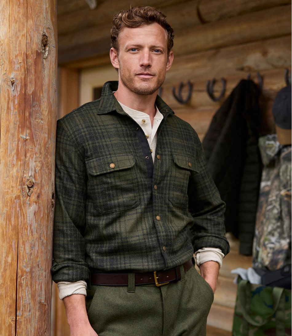 Men's Maine Guide Lightweight Wool Field Shirt, Plaid - Image 8
