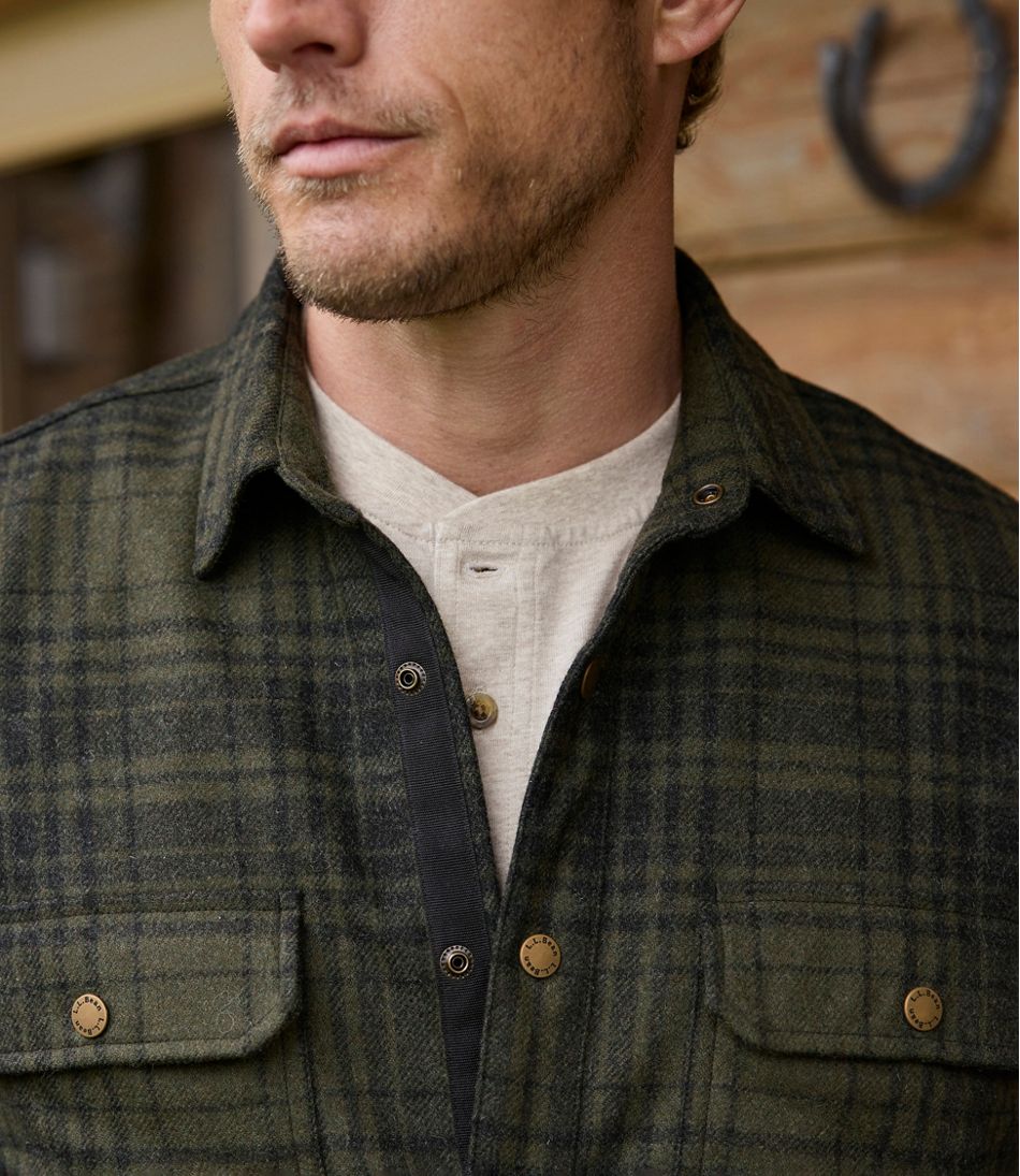 Men's Maine Guide Lightweight Wool Field Shirt, Plaid - Image 9