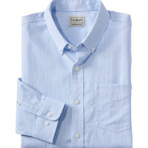 Men's Comfort Stretch Oxford Shirt, Slightly Fitted Untucked Fit, Stripe