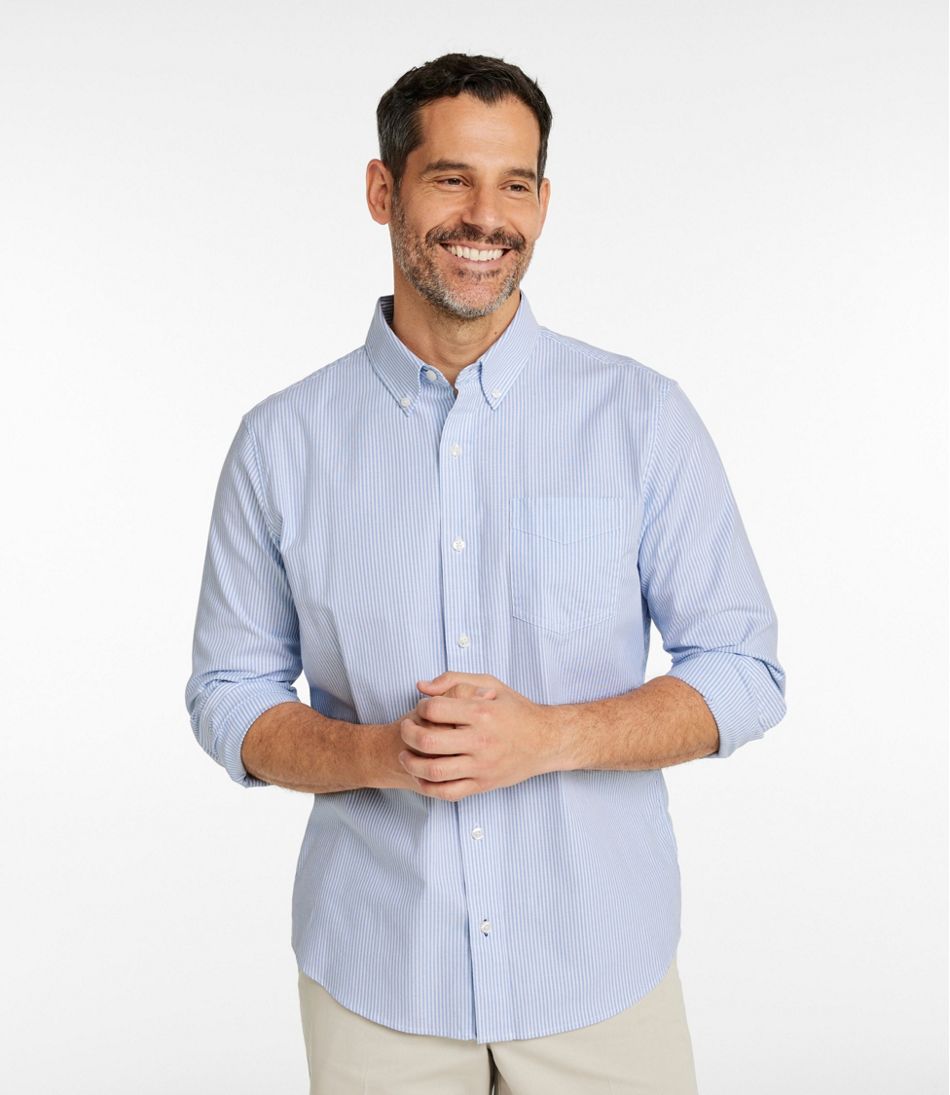 Men's Comfort Stretch Oxford Shirt, Slightly Fitted Untucked Fit, Stripe - Image 2