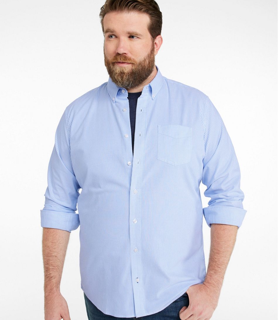 Men's Comfort Stretch Oxford Shirt, Slightly Fitted Untucked Fit, Stripe - Image 4