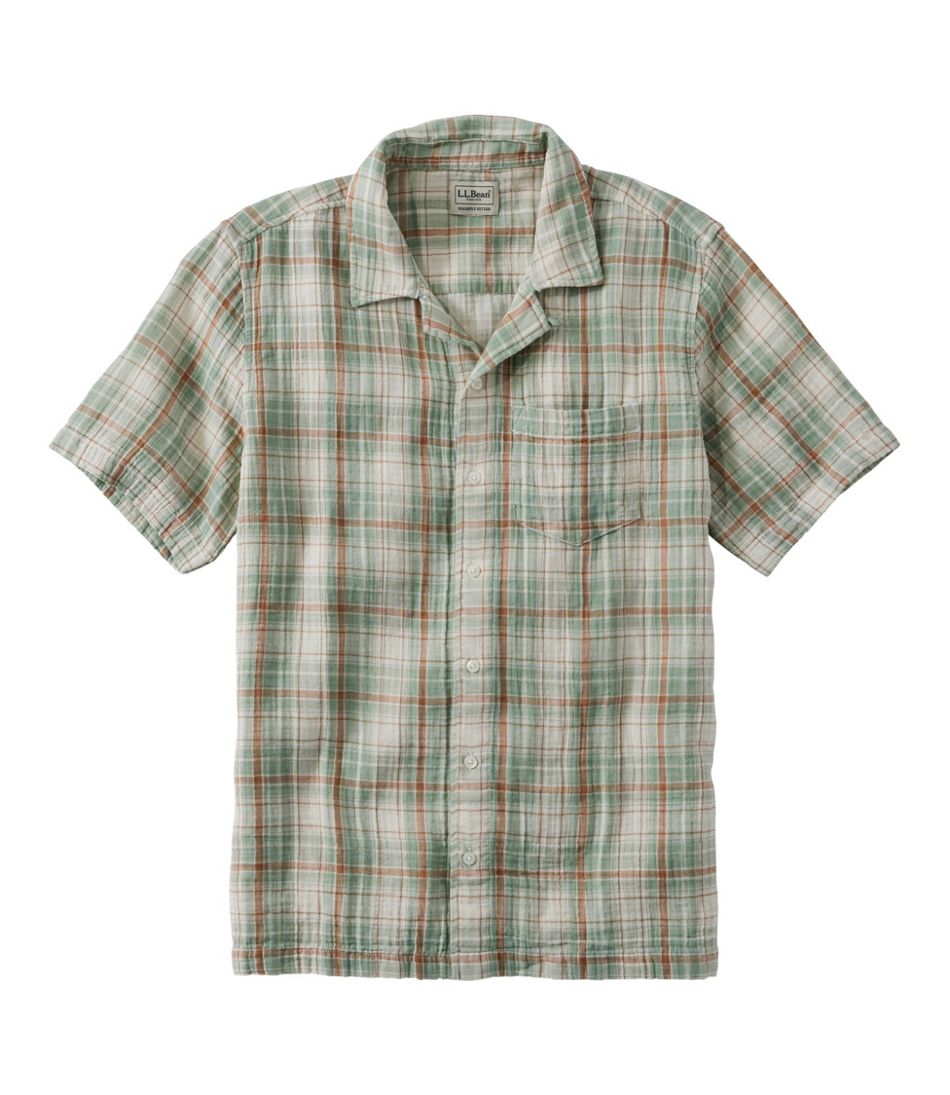 Men's Cloud Gauze Shirt, Short-Sleeve, Slightly Fitted Untucked Fit, Plaid