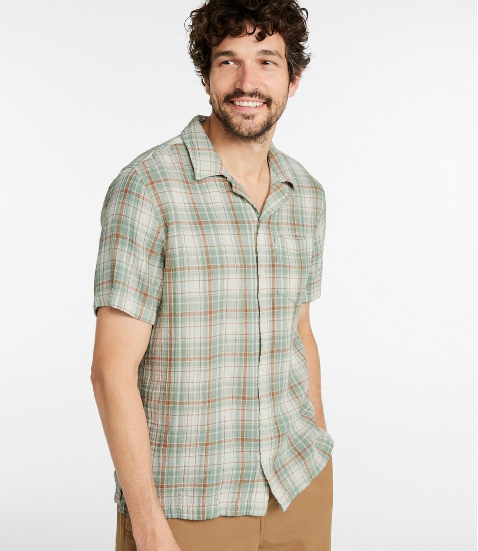 Men's Cloud Gauze Shirt, Short-Sleeve, Slightly Fitted Untucked Fit, Plaid - Image 2