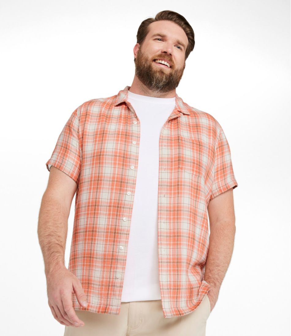 Men's Cloud Gauze Shirt, Short-Sleeve, Slightly Fitted Untucked Fit, Plaid - Image 4