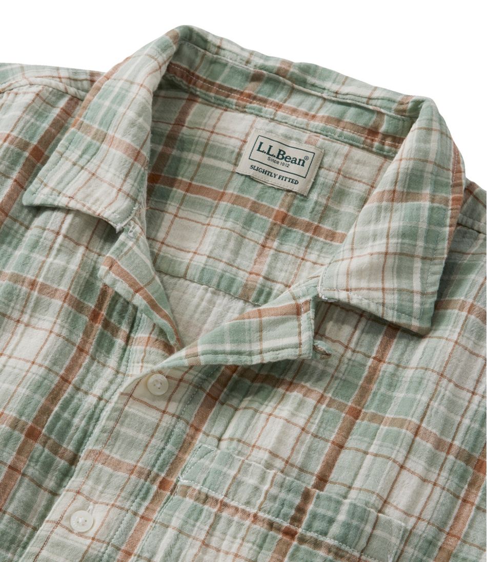 Men's Cloud Gauze Shirt, Short-Sleeve, Slightly Fitted Untucked Fit, Plaid - Image 6