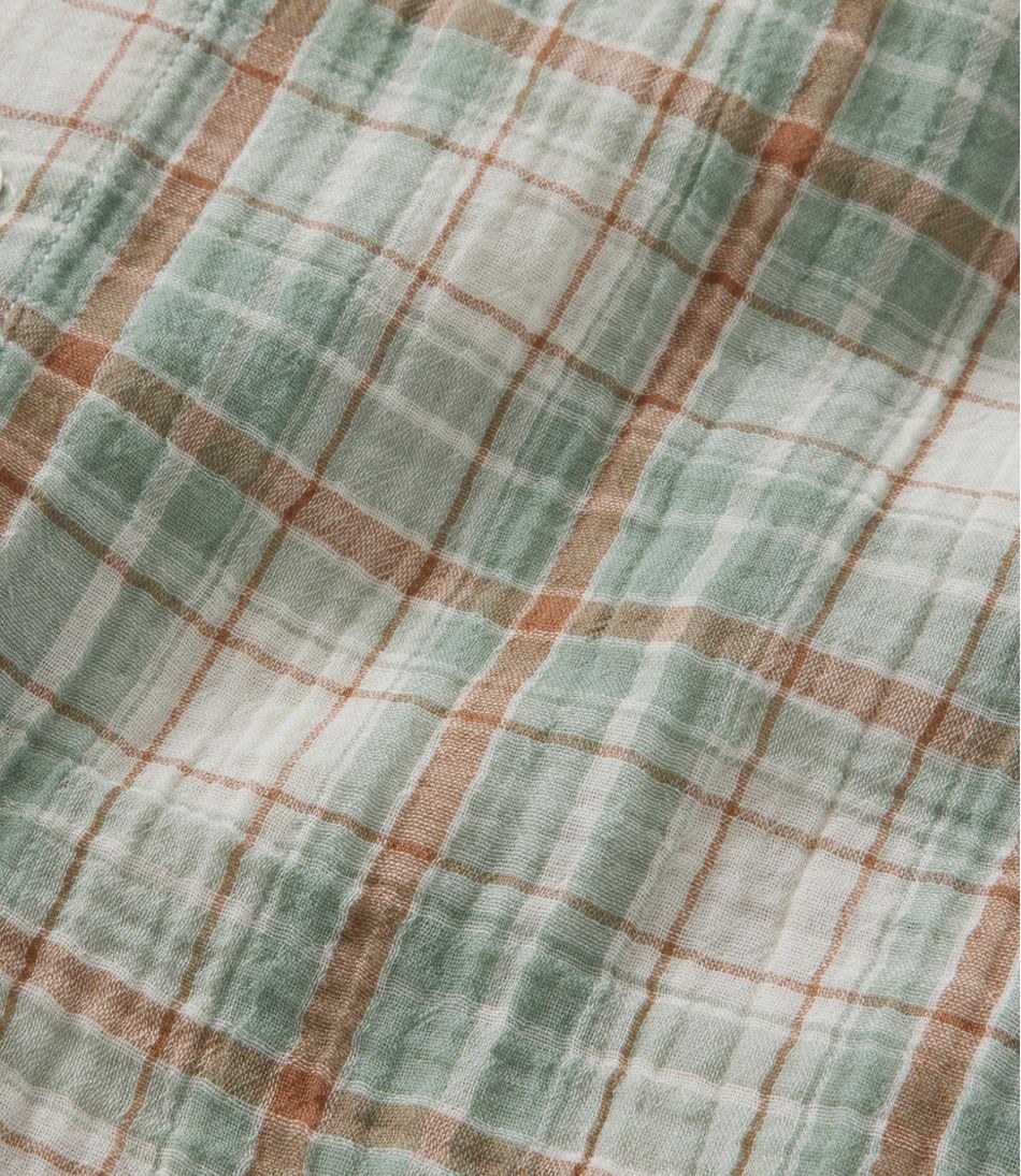 Men's Cloud Gauze Shirt, Short-Sleeve, Slightly Fitted Untucked Fit, Plaid - Image 7