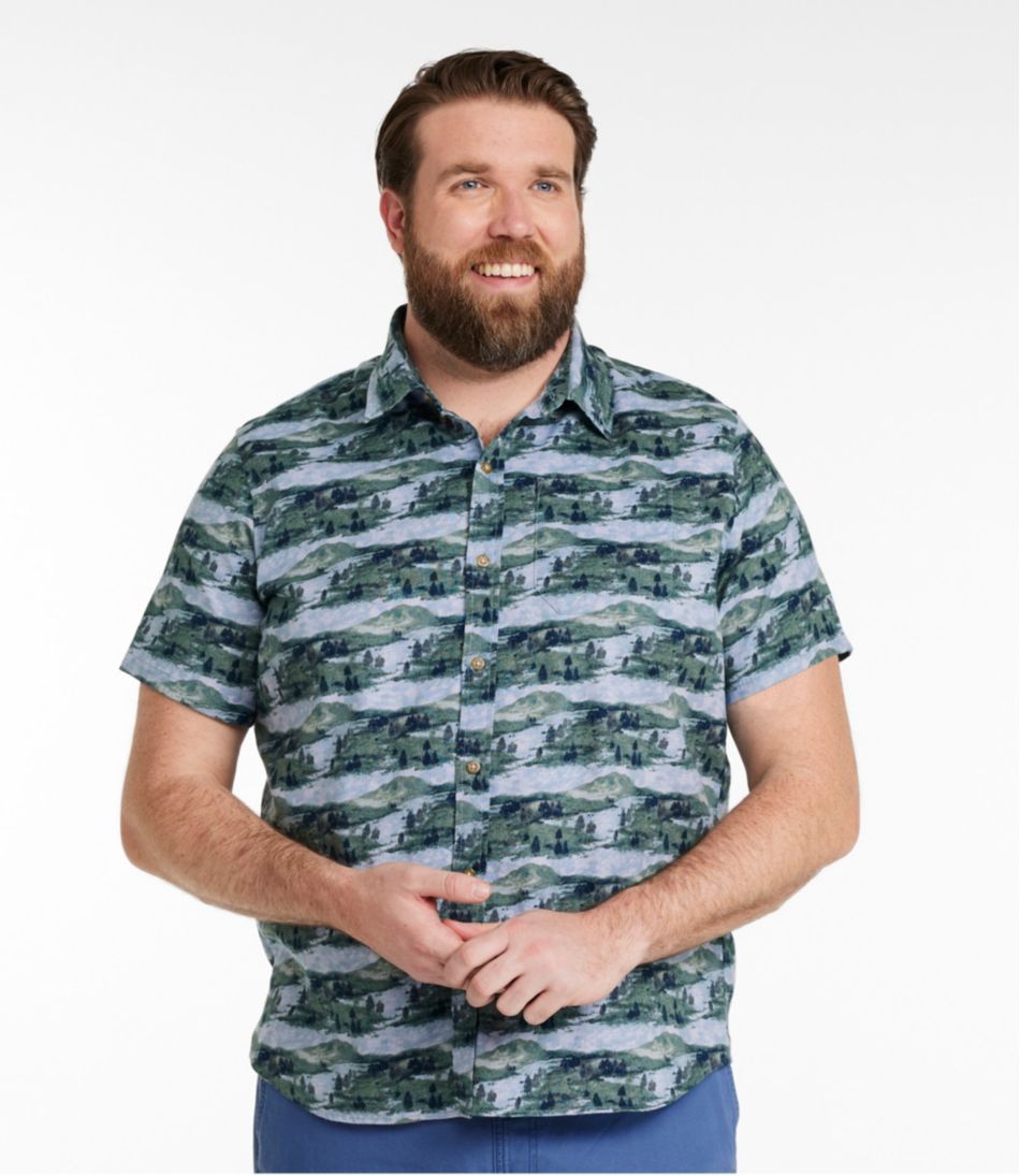 Men's Stonecoast Hemp Shirt, Short-Sleeve, Slightly Fitted Untucked Fit, Print - Image 4