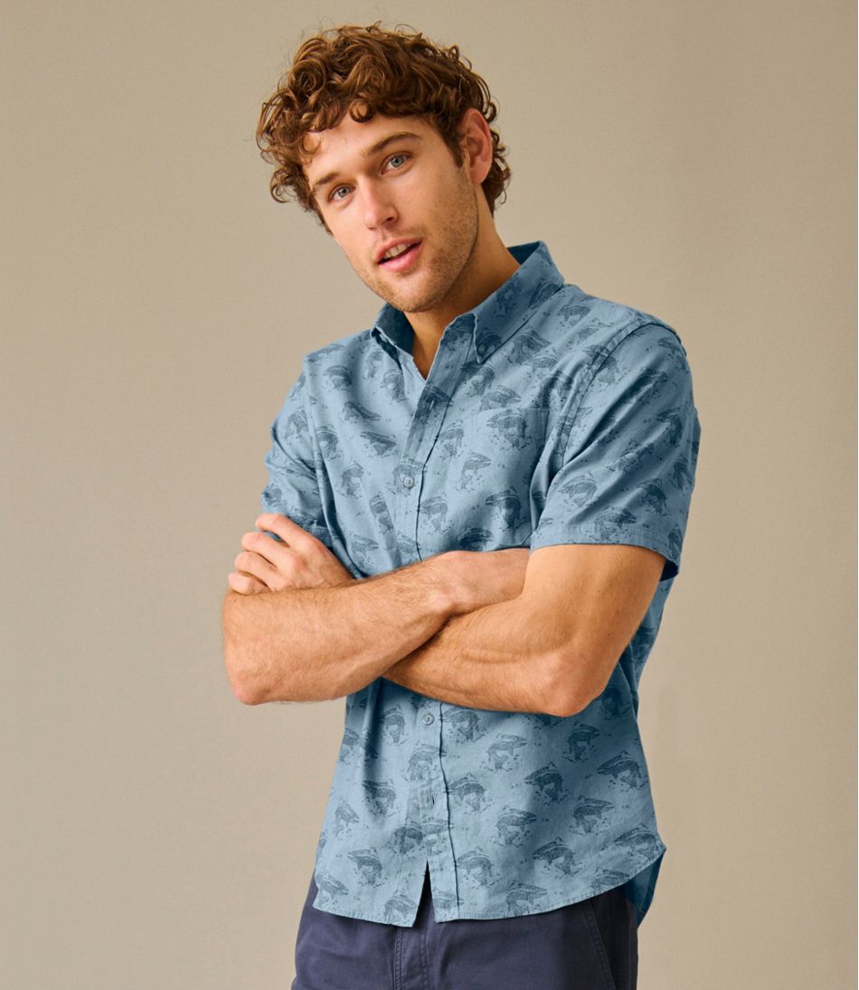 Men's Stonecoast Hemp Shirt, Short-Sleeve, Slightly Fitted Untucked Fit, Print - Image 8