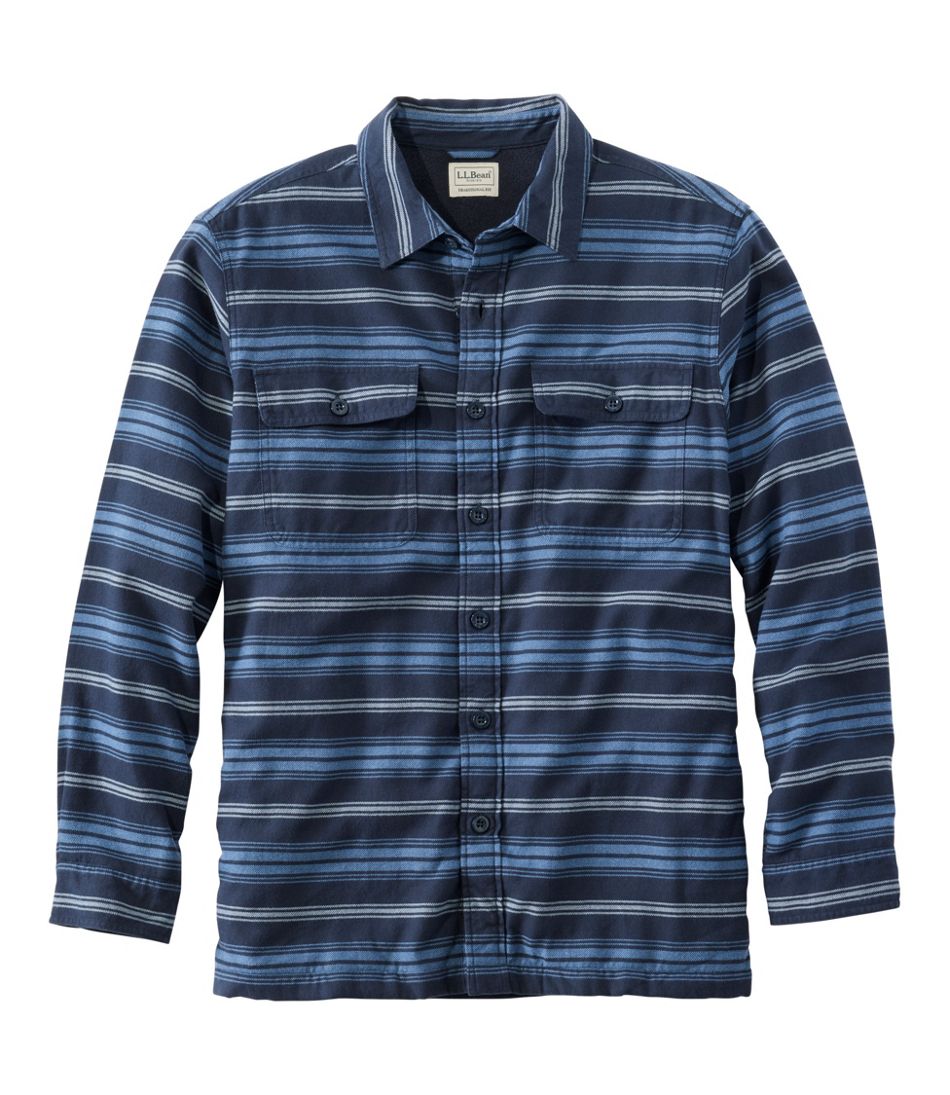 Men's Fleece-Lined Flannel Shirt, Traditional Fit, Stripe